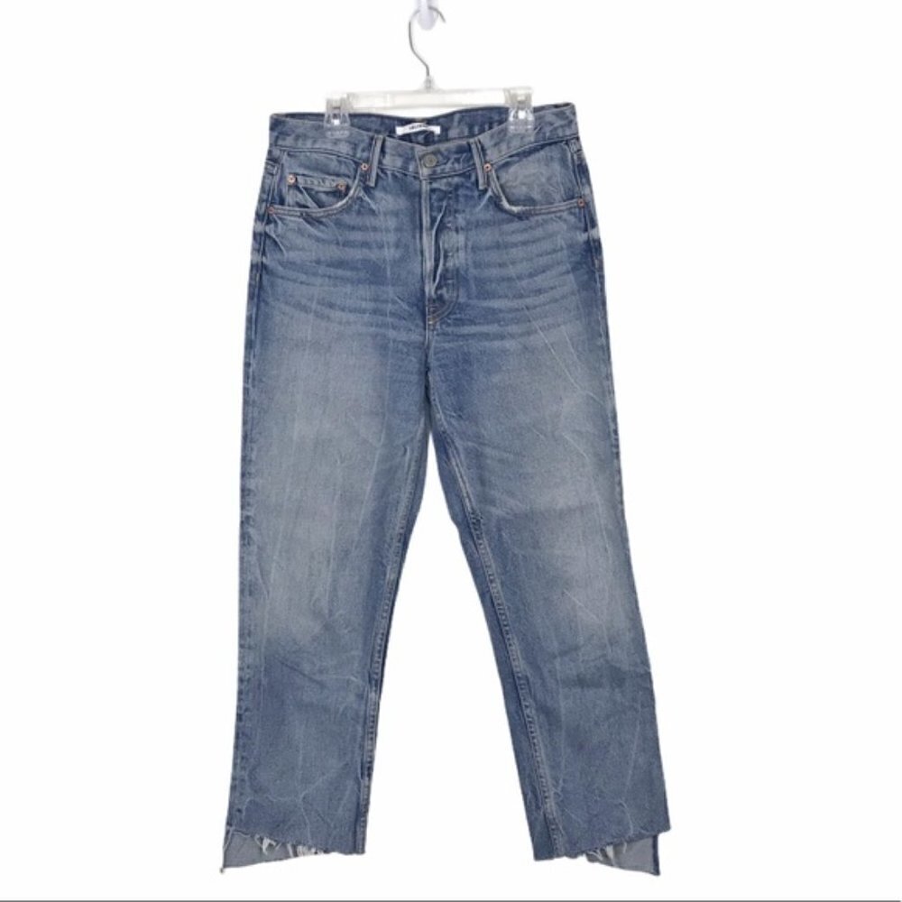 GRLFRND Helena High Rise Step Hem Straight Jeans Size 27